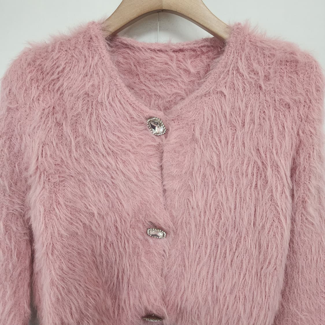 마카롱 울 퍼 핑크 가디건 상품이미지2