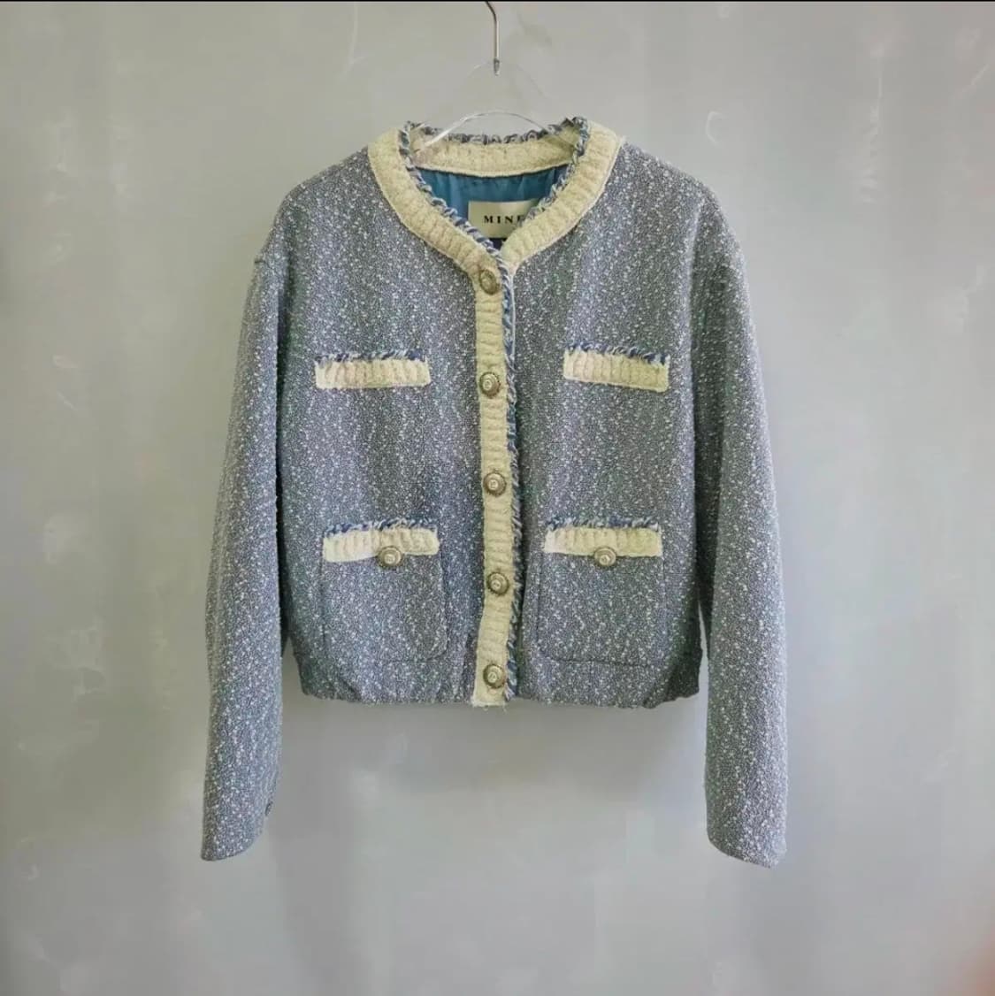 [MINE] 마인 한섬 이탈리안 트위드 블루 크롭 자켓 여성 76 상품이미지1