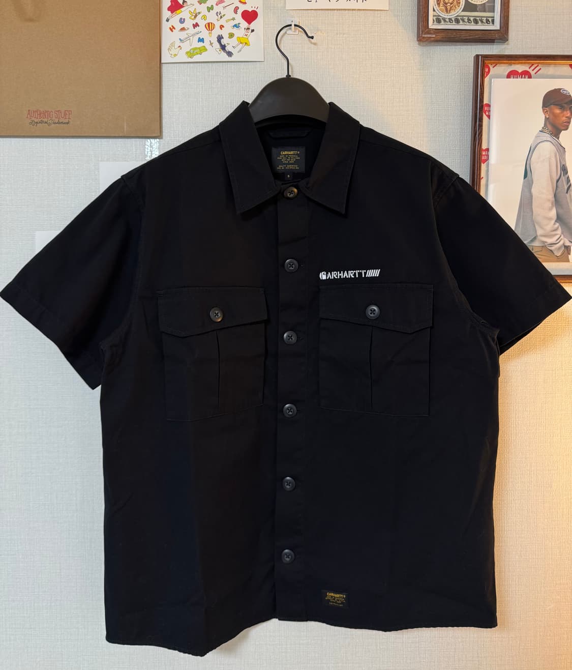 [S]칼하트wip Bullet 반팔 셔츠 블랙 상품이미지1