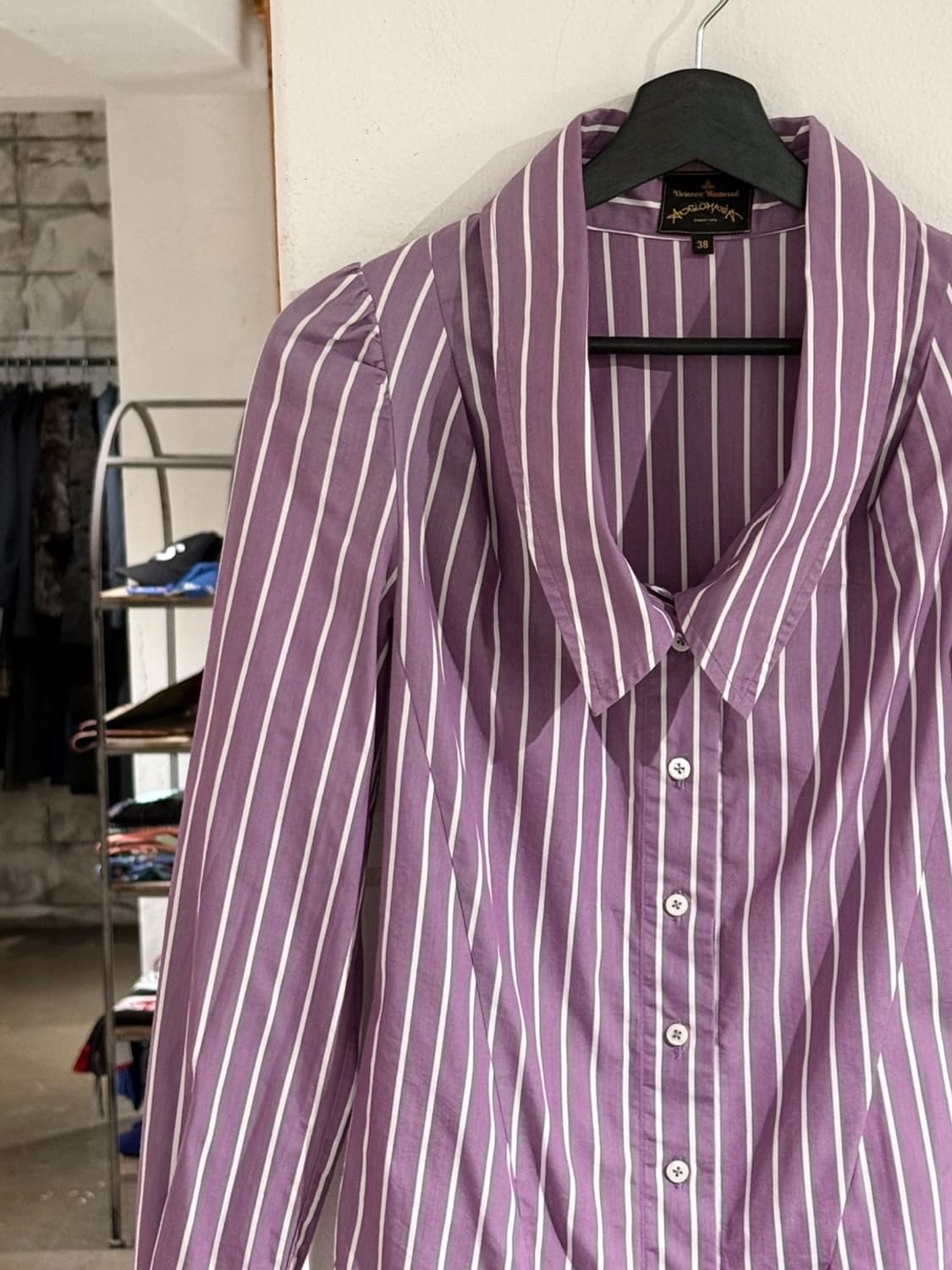 비비안웨스트우드 퍼플 스트라이프 카라 셔츠 상품이미지2