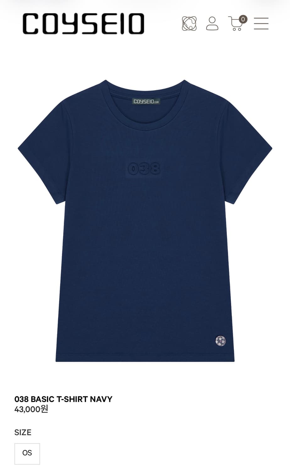 coyseio 038 basic T-shirt navy OS 상품이미지1