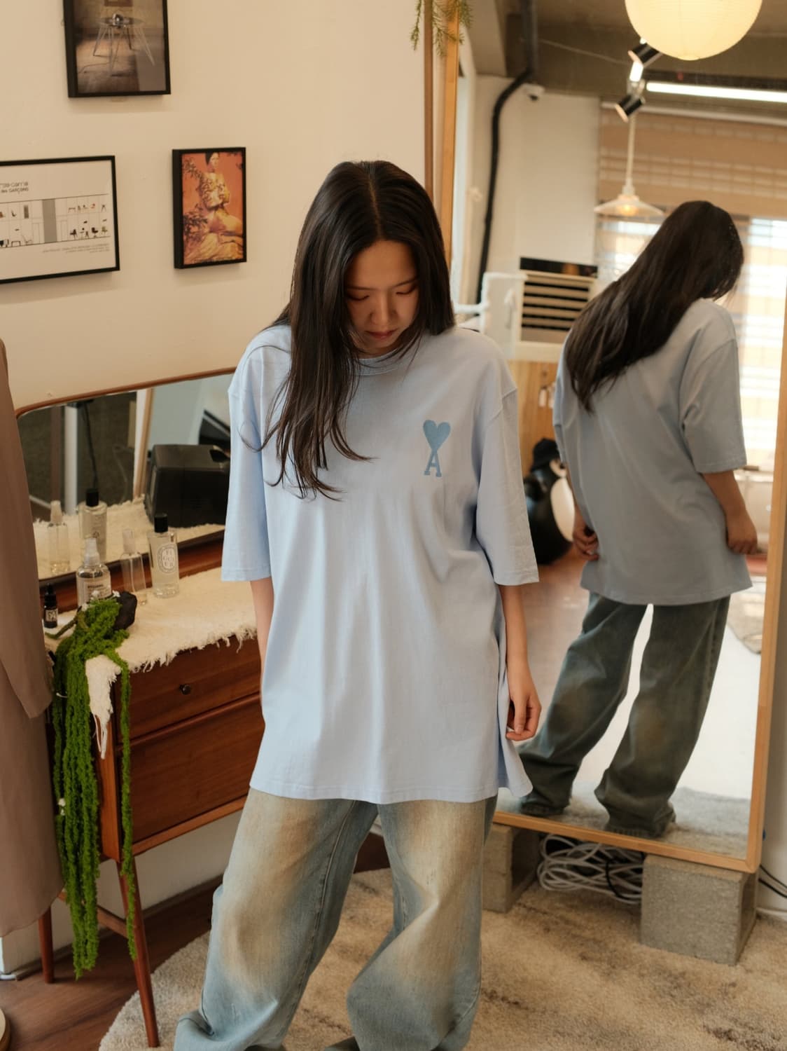 아미 하트 로고 티셔츠 스카이블루 XL 상품이미지1