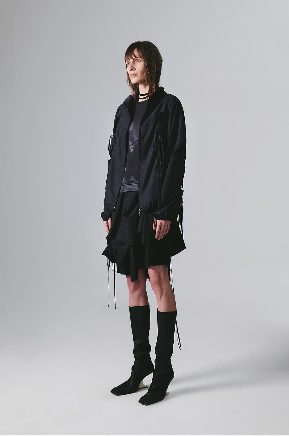 [ONE SIZE] 나체 컷 아웃 윈드 브레이커 자켓 블랙 상품이미지2