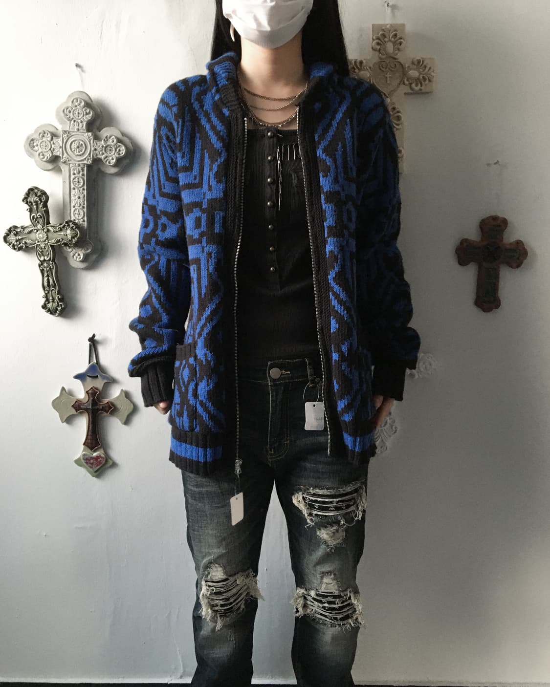 Native pattern knit zip up 상품이미지1