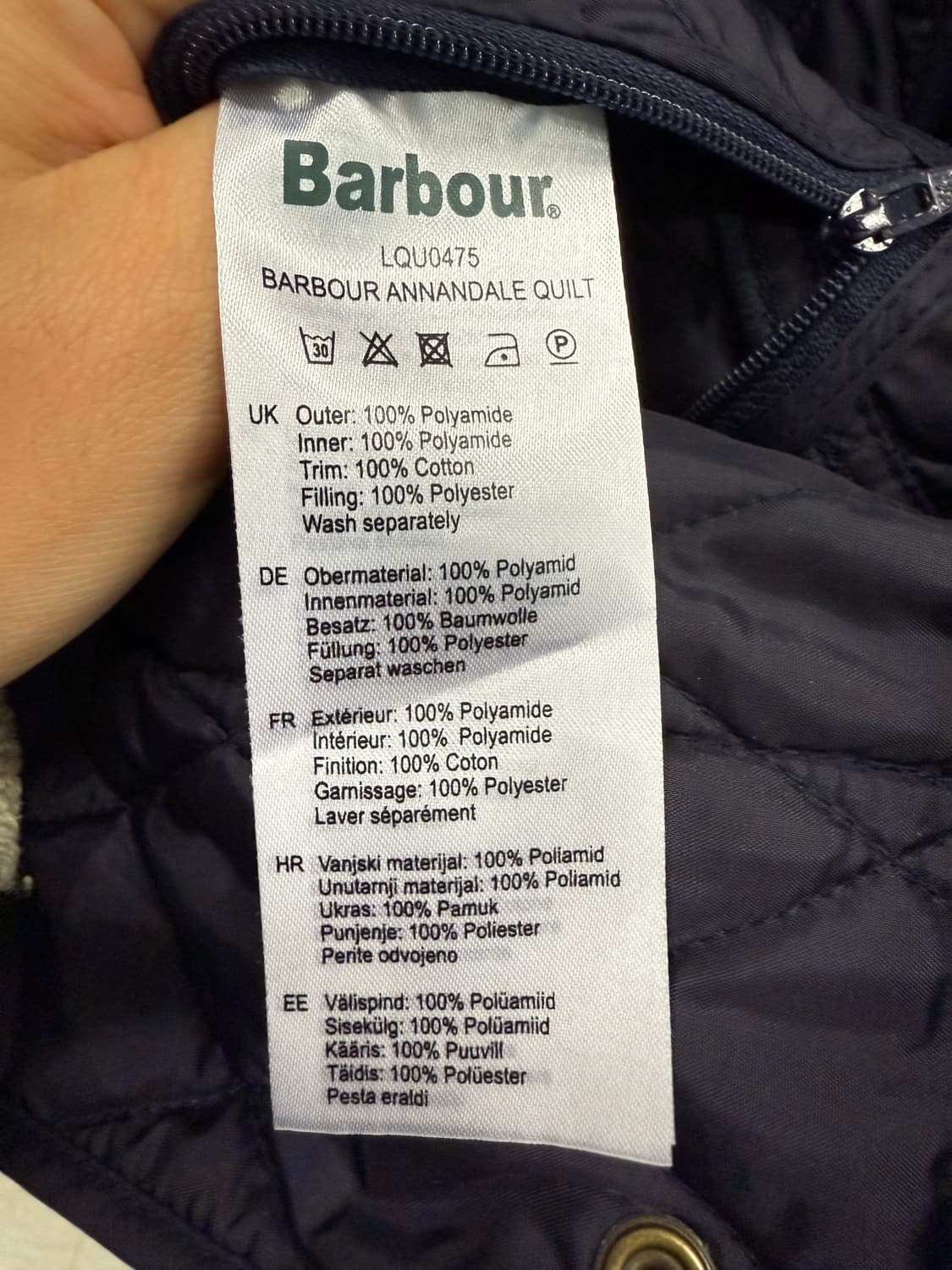 Barbour 아난데일 퀼트 자켓 (네이비) 여성용  상품이미지5