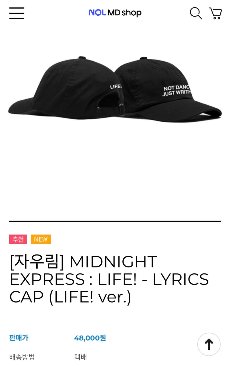 자우림 LIFE! 콘서트 MD 볼캡 모자 블랙 새상품 상품이미지4