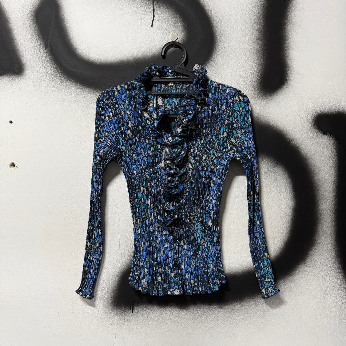 Hanae Mori 하나에 모리 플라워 풀 패턴 플리츠 러플 블라우스 상품이미지1