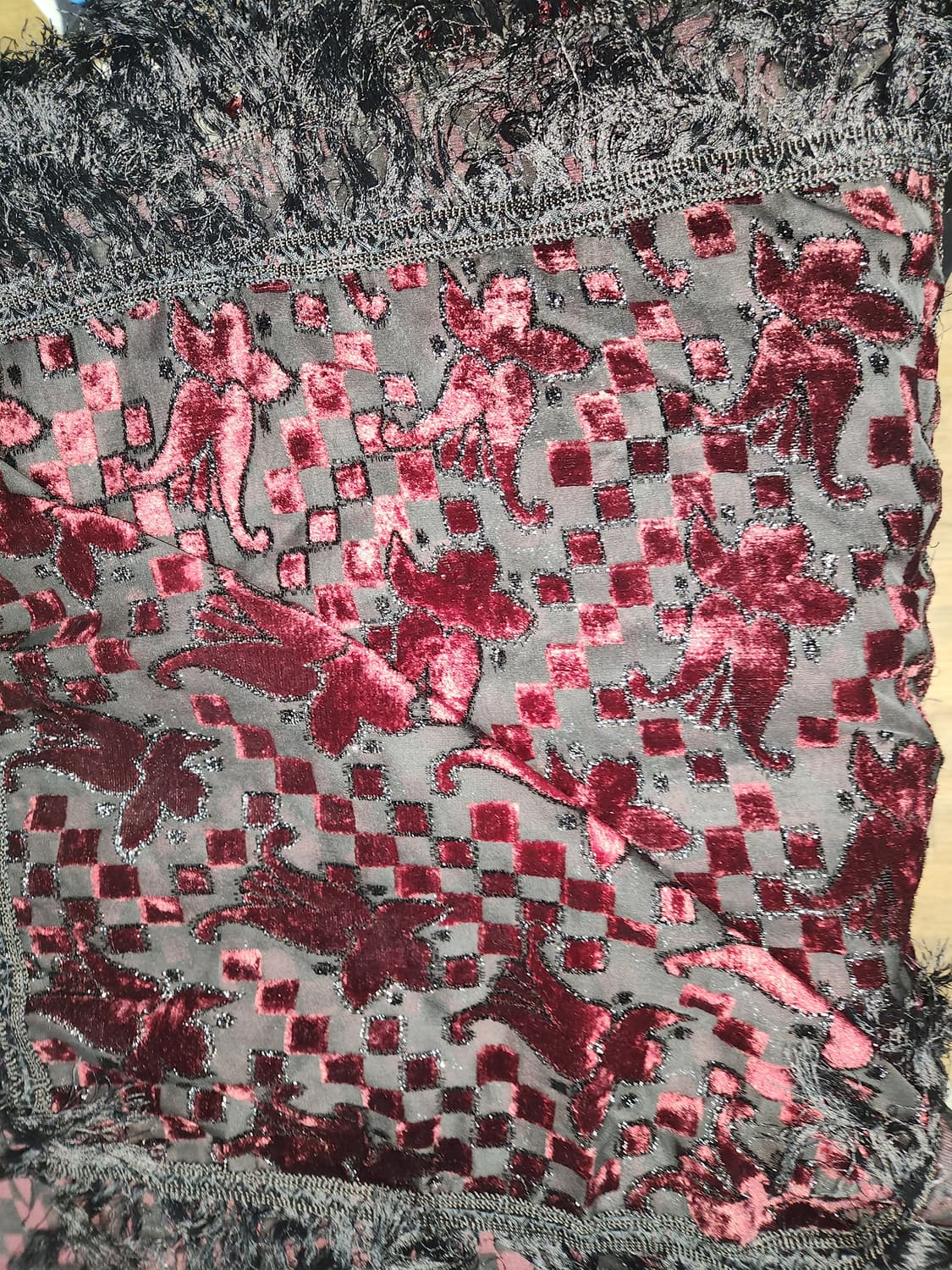 빈티지 복고풍 정사각 솔 머플러 상품이미지2