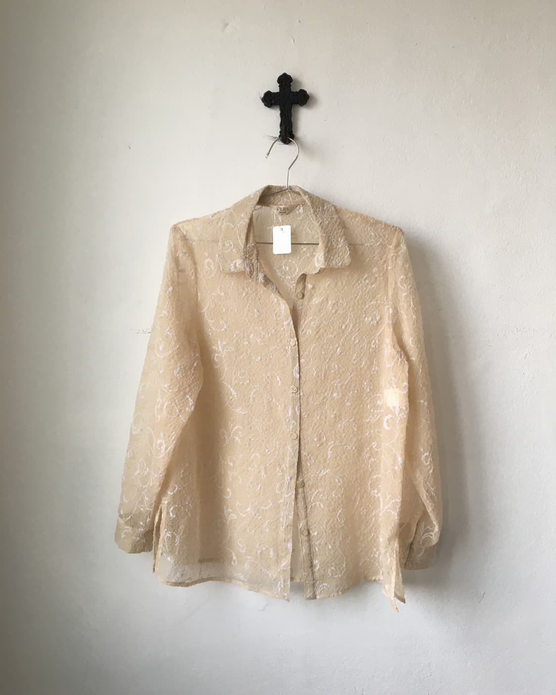 Ornament pattern see through shirt 상품이미지2