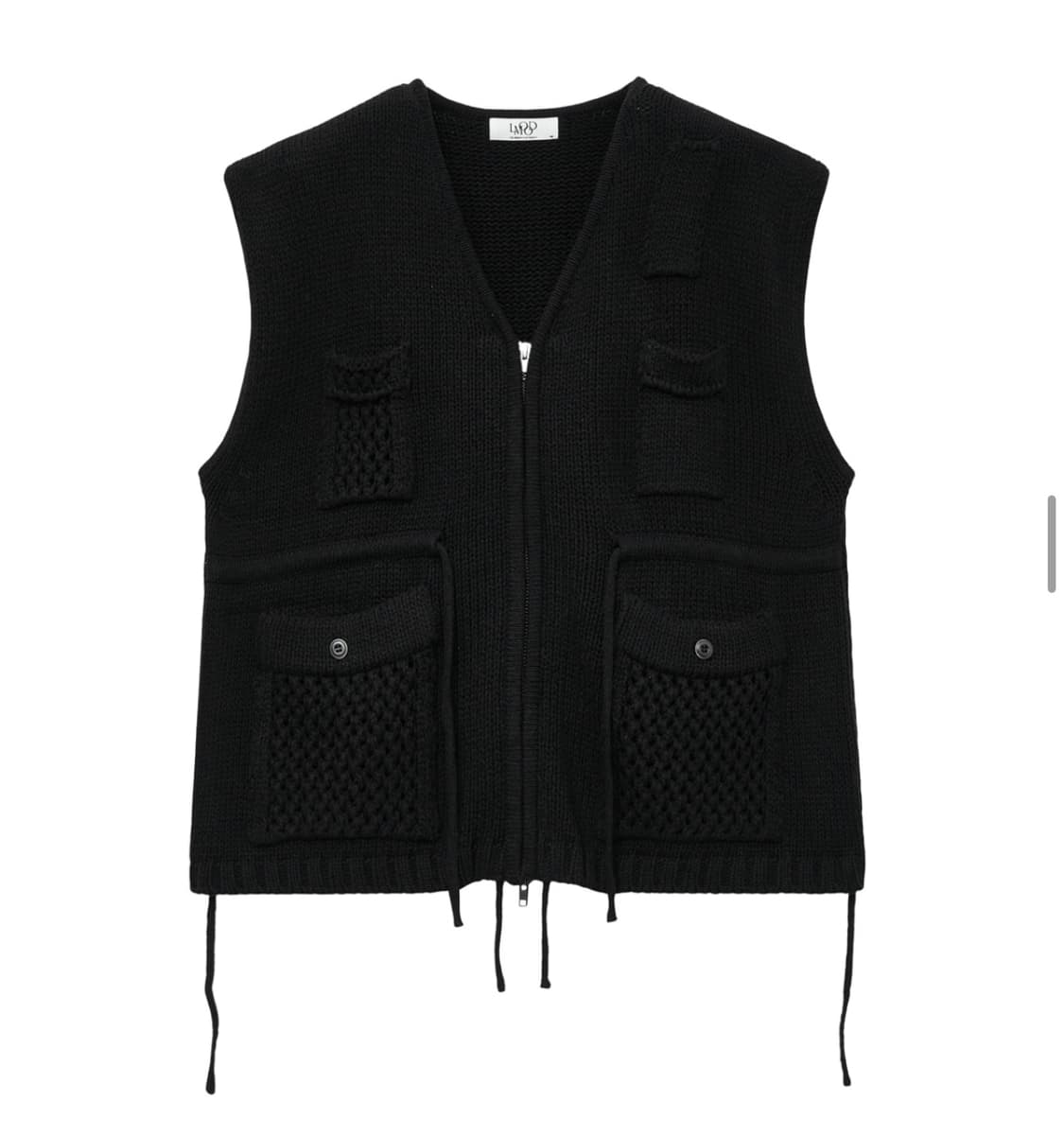 엘무드 유틸리티 니트 베스트 가디건 블랙 48사이즈 상품이미지2