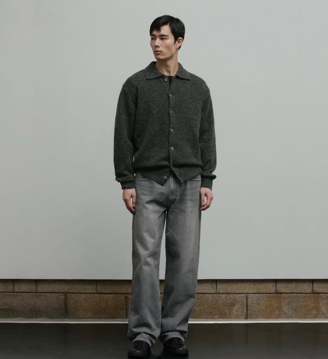 [2]블랭크룸 알파카 카라 가디건 챠콜 상품이미지6