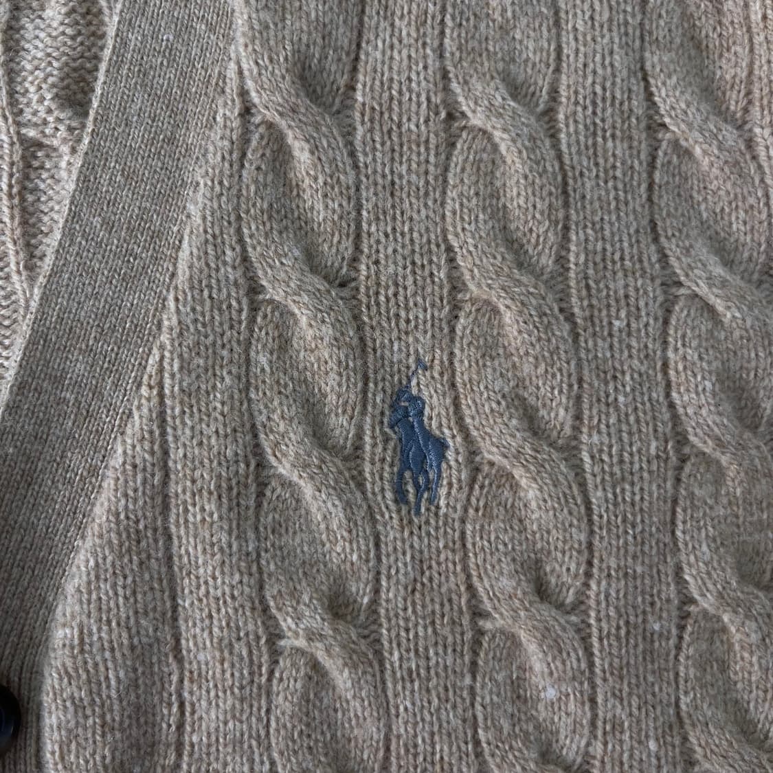 100 폴로랄프로렌 신형라벨 캐시미어 울 꽈배기 가디건  상품이미지3