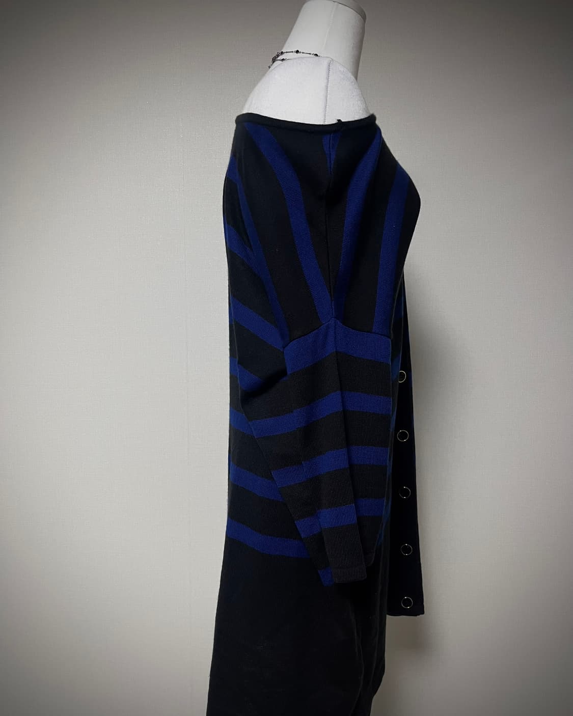 Boogie 오네갸루 블루 스트라이프 니트 원피스 상품이미지4