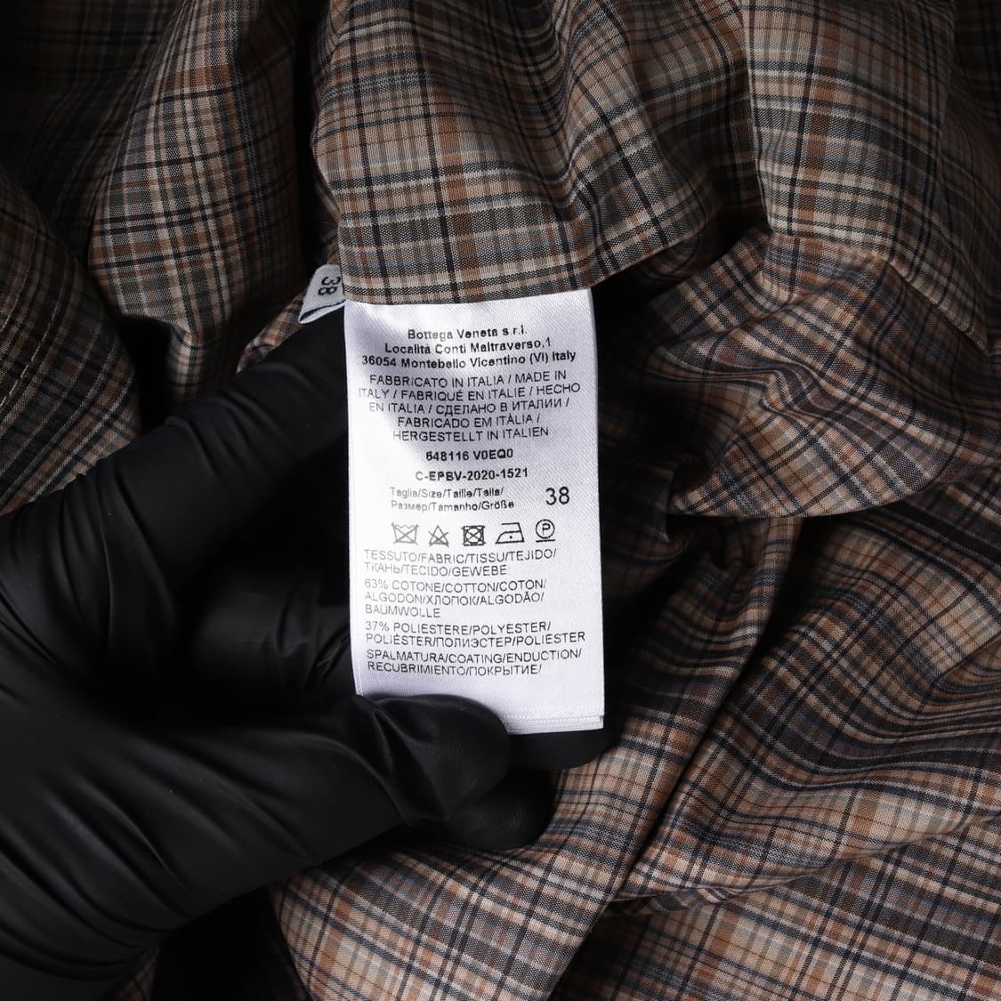 보테가베네타 체크 패턴 오버핏 싱글 트렌치 코트 상품이미지4