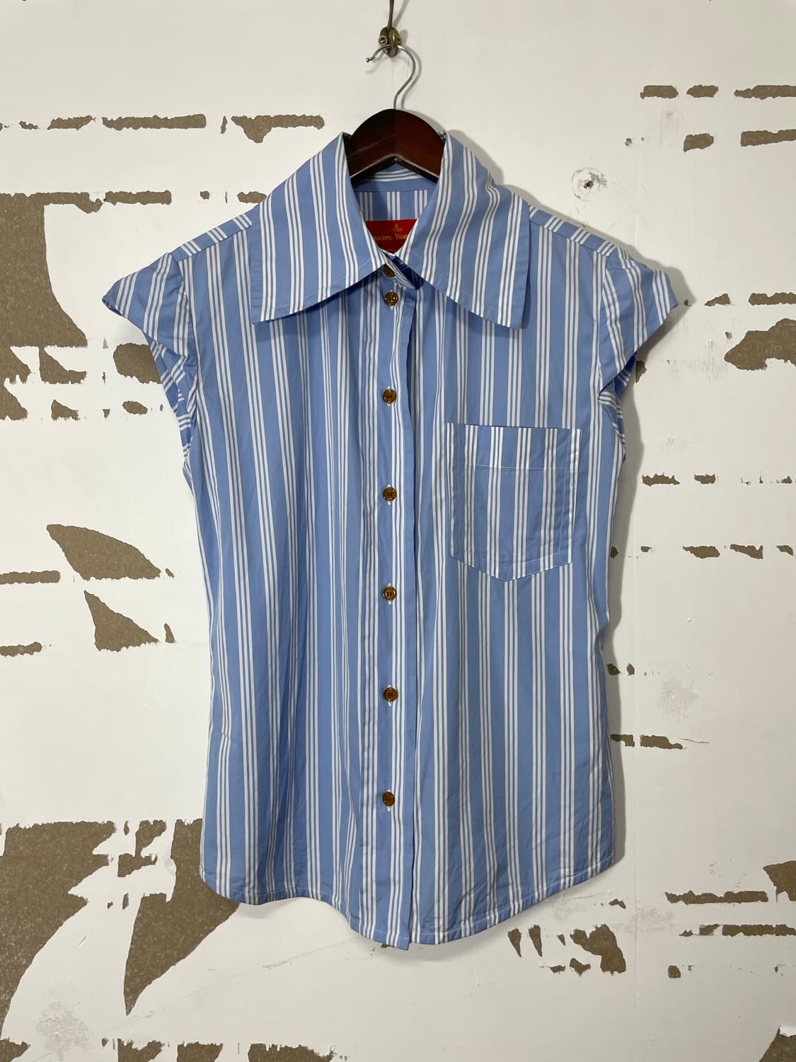 스트라이프 빅카라 블라우스  상품이미지1