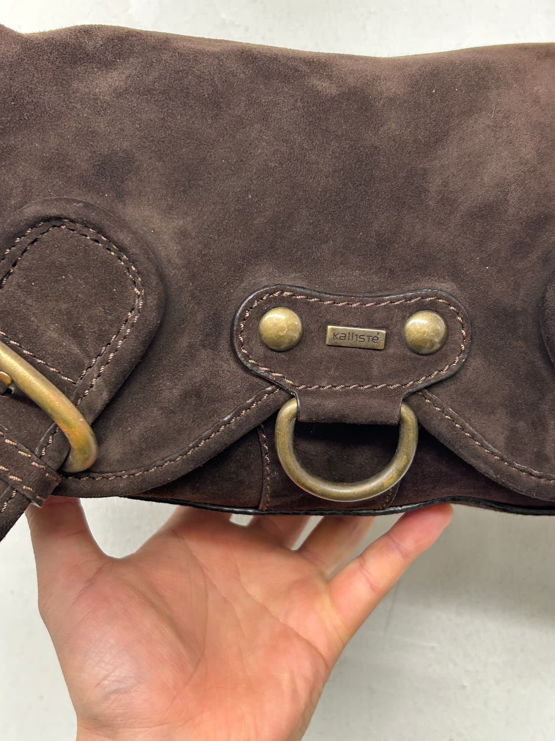 Kalliste Y2K 빈티지 스웨이드 레더 숄더백 상품이미지4