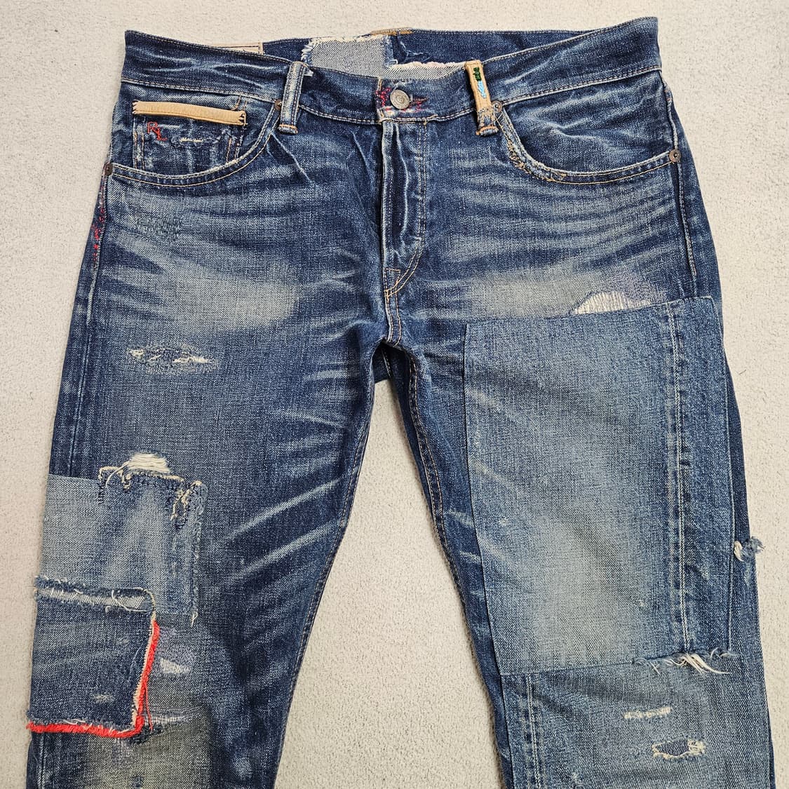 폴로 랄프 로렌 리페어 패치워크 셀비지 데님 팬츠 32 32 상품이미지3