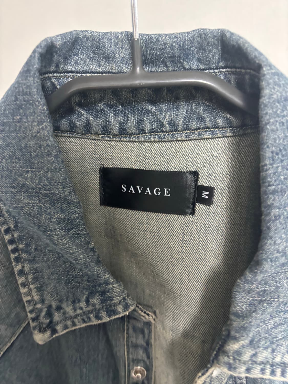 (박0검 착용) 세비지 웨스턴 데님 셔츠 블루 m 상품이미지5
