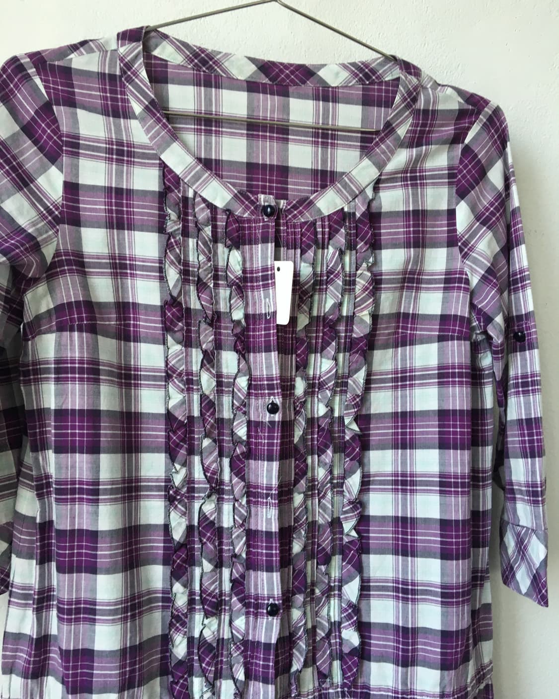 Embroidery point check pattern blouse 상품이미지5