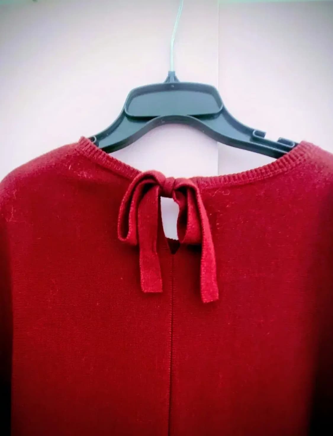 리본 버건디 컬러 니트 원피스 상품이미지3