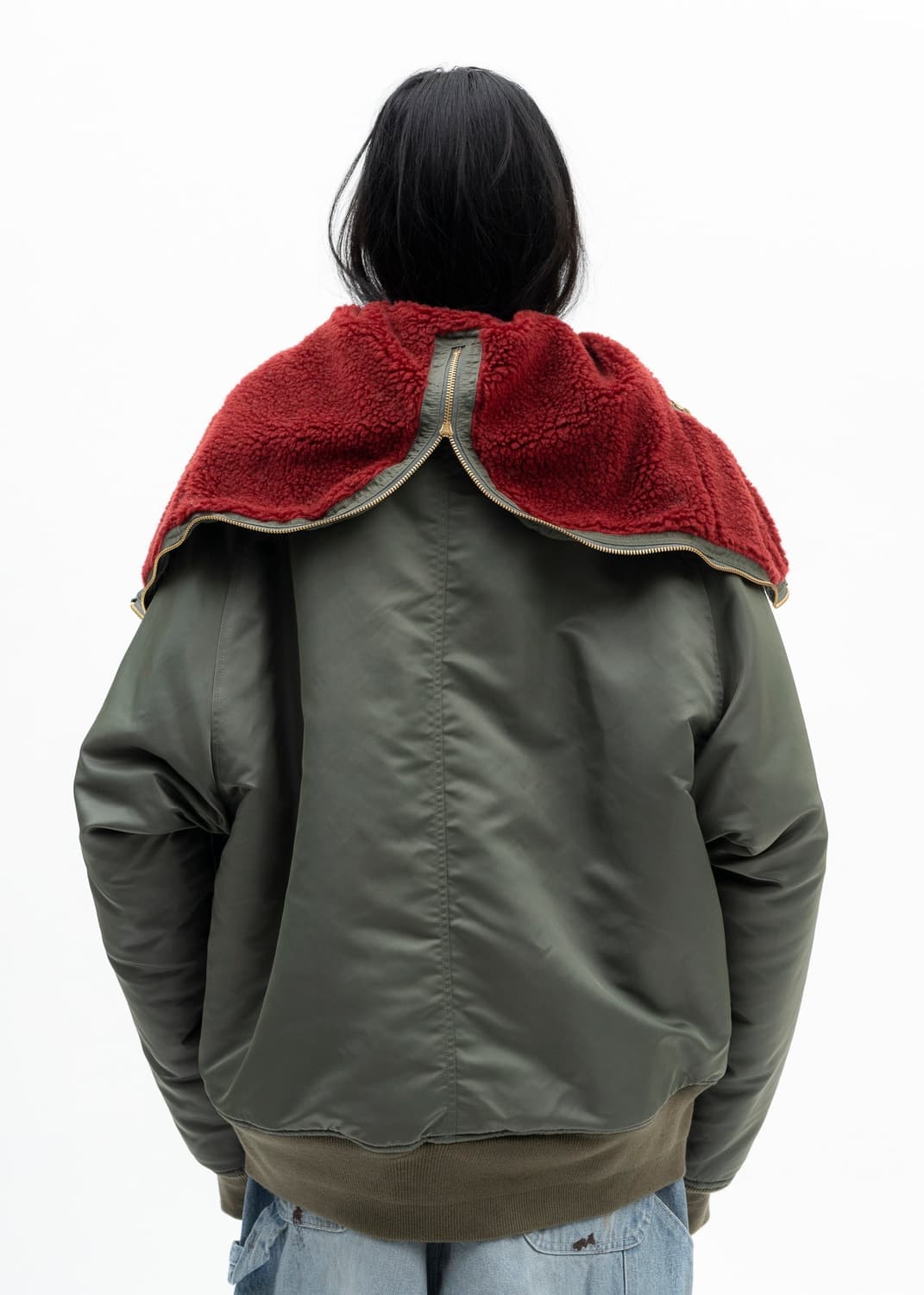 더블렛 카키 페탈 마우스 후드 봄버 자켓 M사이즈 상품이미지4