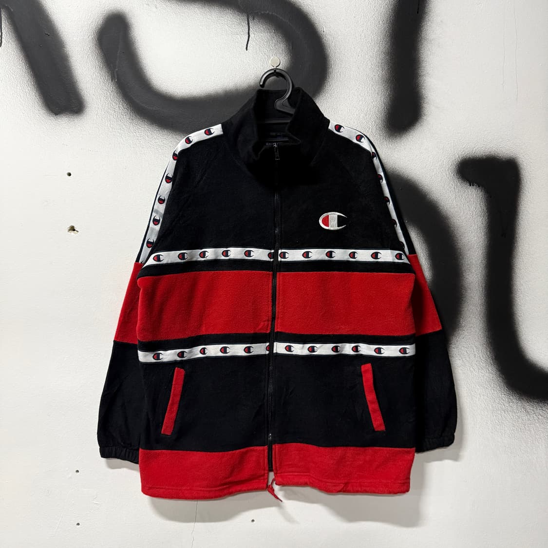 00s 챔피온 올드스쿨 컬러 블록 빅 로고 플리스 자켓 상품이미지2