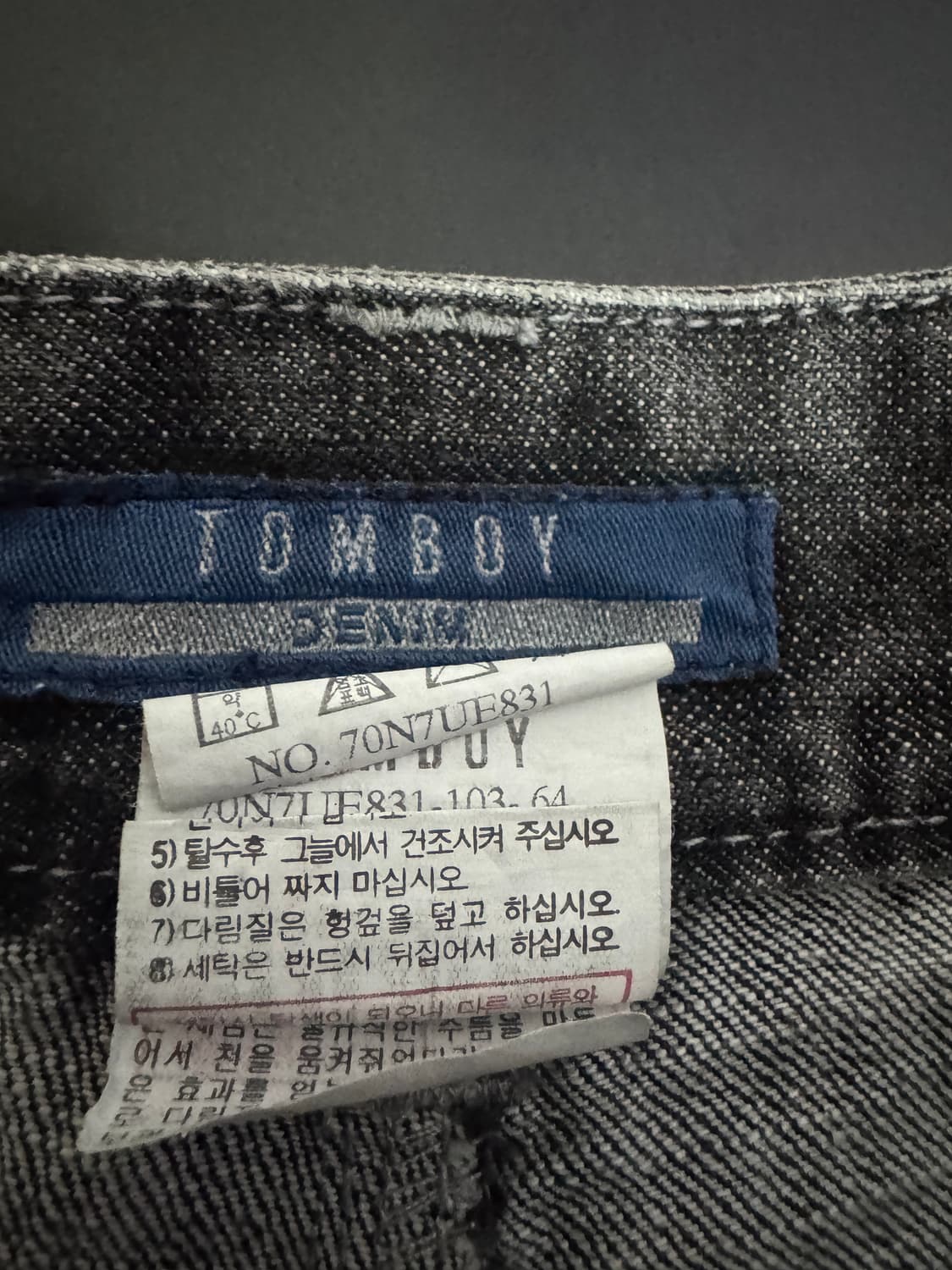 여성 톰보이 데님 빈티지 흑청 워싱 데님 반바지 55 상품이미지3