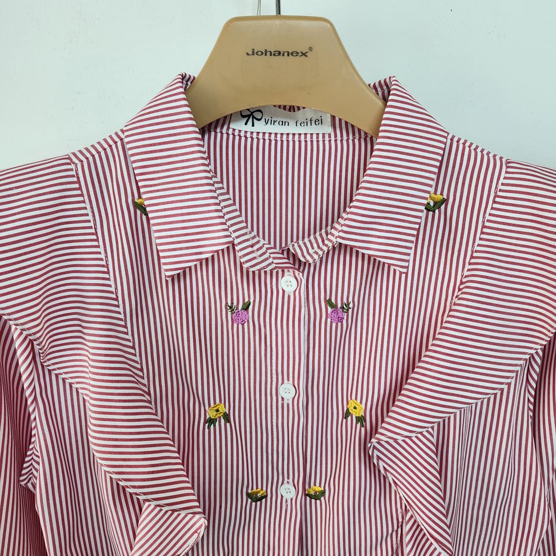 꽃자수 예쁜 스트라이프 롱 원피스 상품이미지2