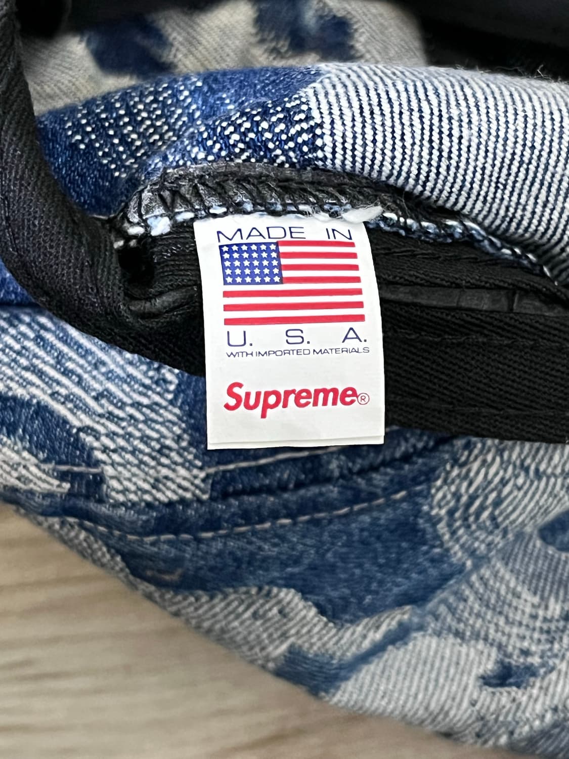 슈프림 플레임 자카드 데님 캠프캡 워시드 인디고 캡 상품이미지5