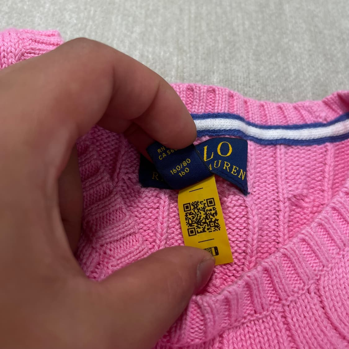 95 폴로 랄프로렌 신형라벨 핑크 꽈배기 니트 상품이미지4
