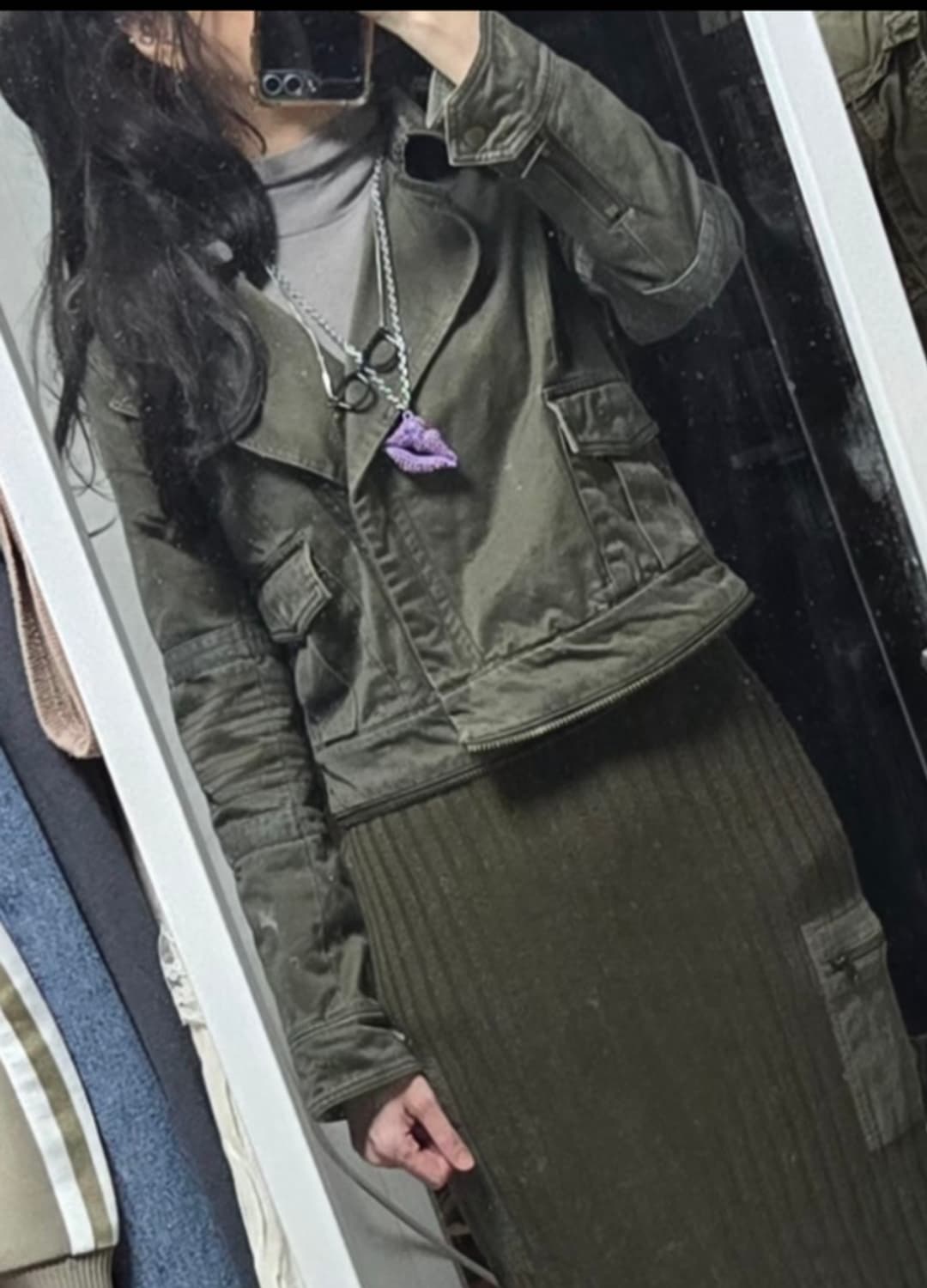카키 크롭 야상자켓 y2k 그런지 빈티지 상품이미지5