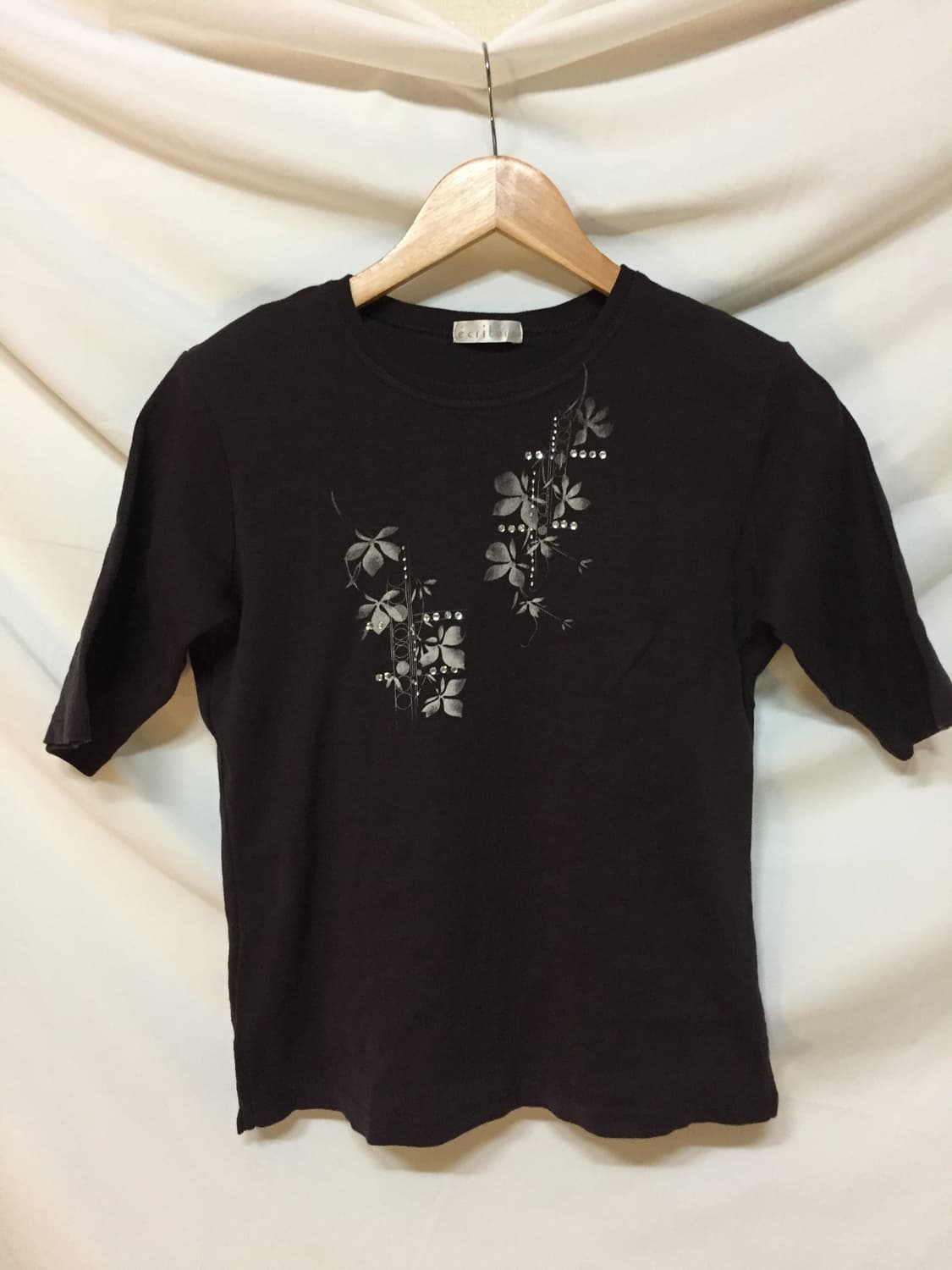 꽃큐빅 5부반팔 상품이미지1