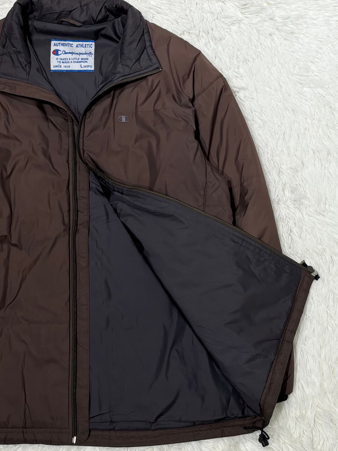 챔피언 브라운 스몰로고 폴리쉘 자켓 상품이미지6