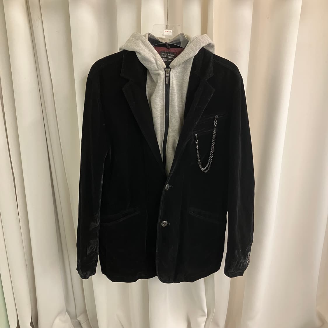 splendid satisfaction 블랙 벨벳 후드 블레이저 L 상품이미지1