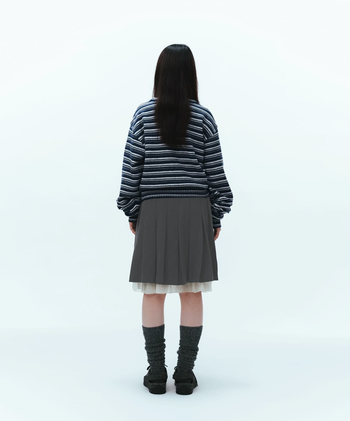 코이세이오 더블 웨이스트 플리츠 스커트 그레이 1사이즈 상품이미지4