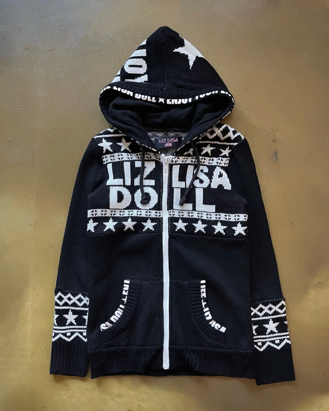 LIZ LISA Skull Lettering Knit Hood Zipup 상품이미지4