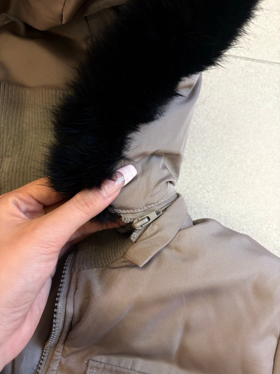 베이지 y2k 퍼 숏패딩 상품이미지3