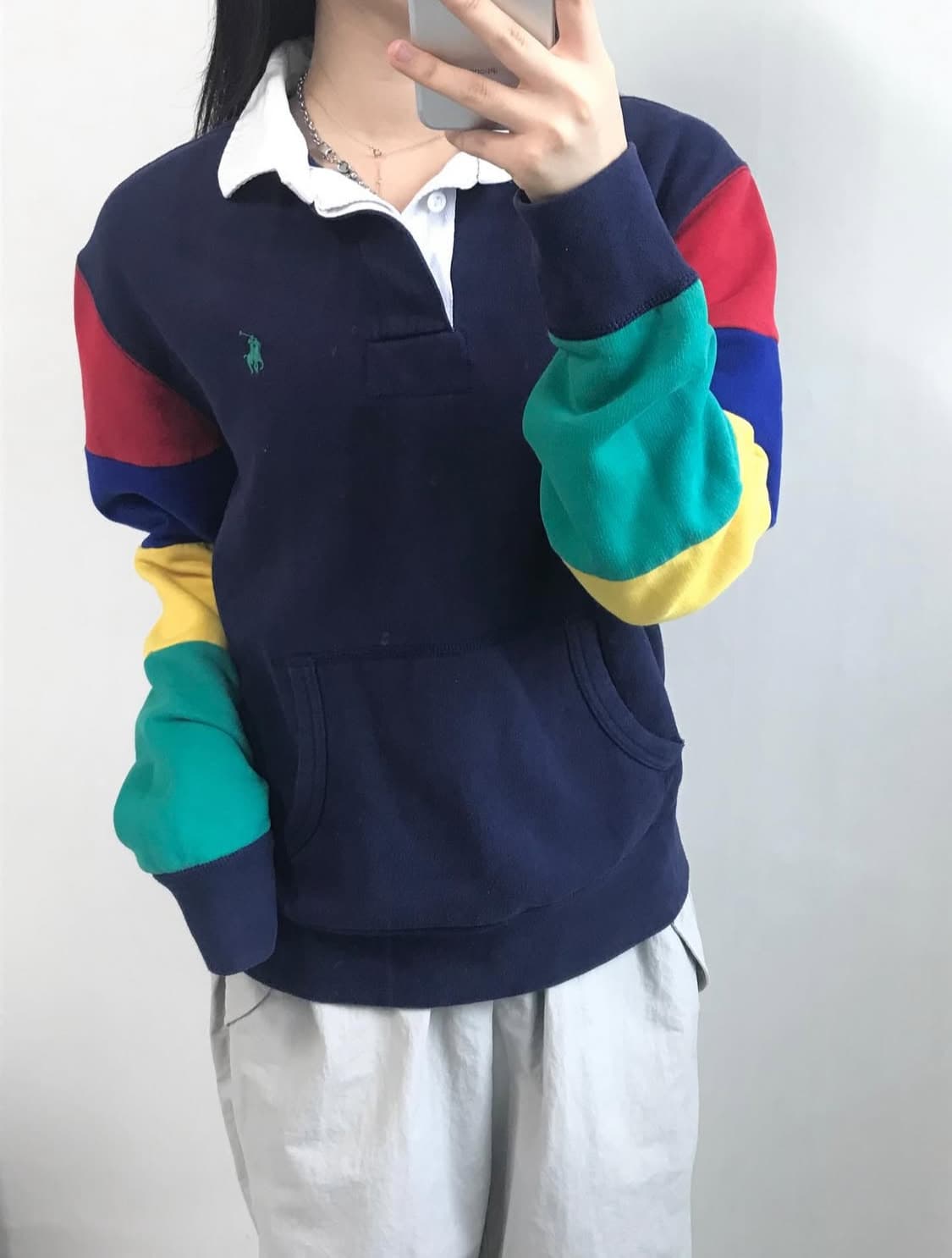 Polo by RalphLauren 폴로 네이비 컬러블록 배색 럭비티 상품이미지8