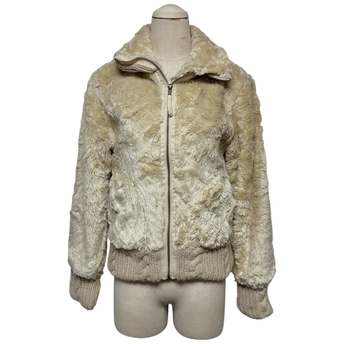 3755 일본 베이지 니트 퍼자켓 상품이미지1