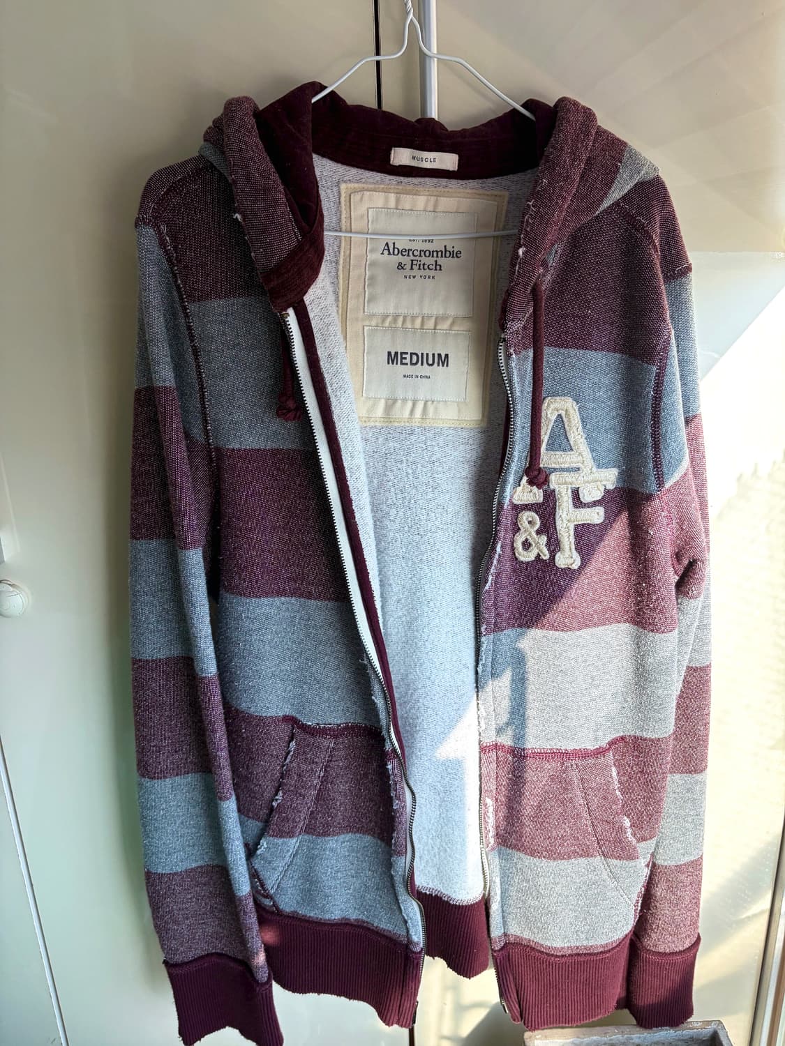 아베크롬비 와인색 기모 후드집업 상품이미지2