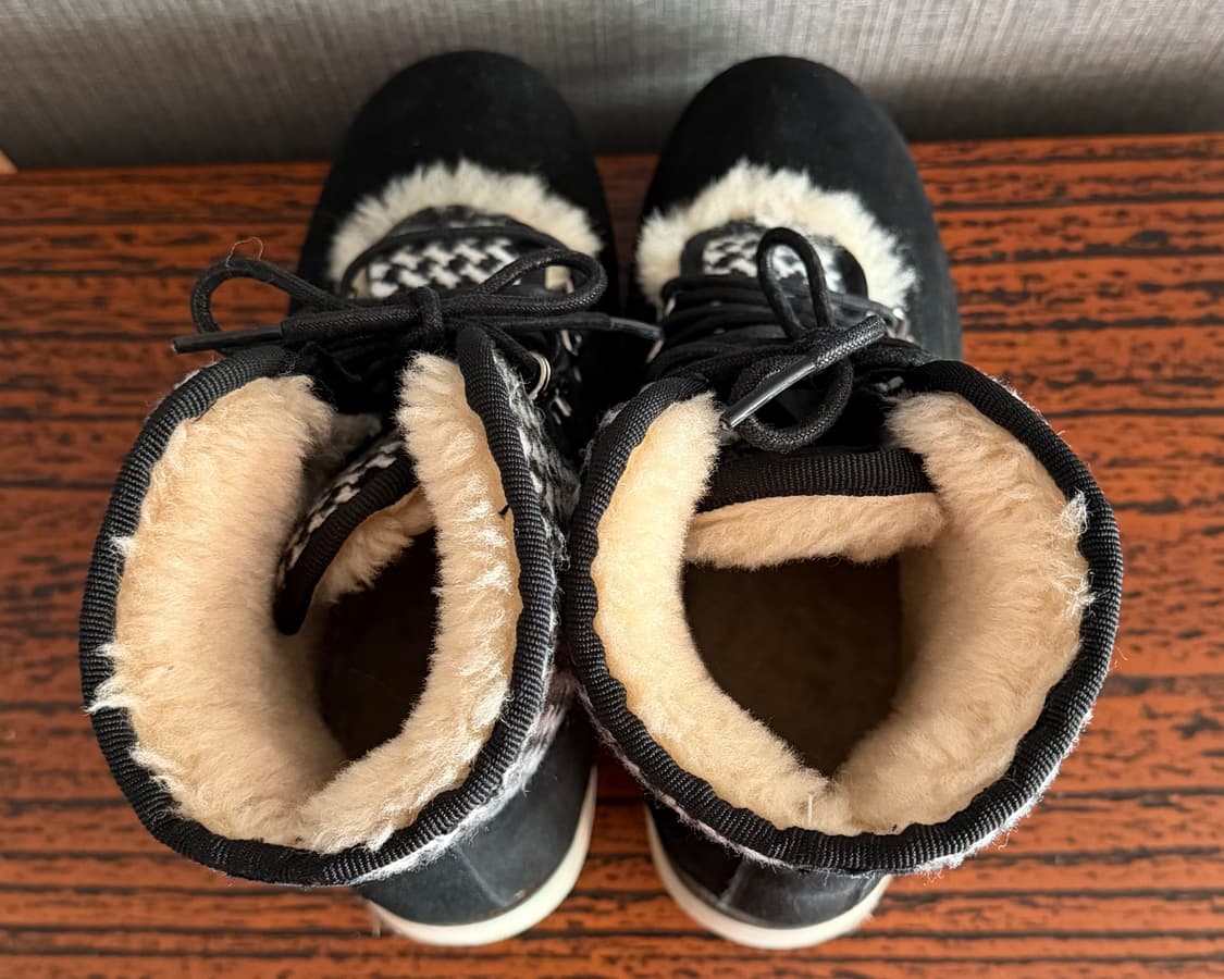 베어파우 BEARPAW 블랙 스웨이드 하운드투스 체크 퍼 방한 부츠 워커 상품이미지7