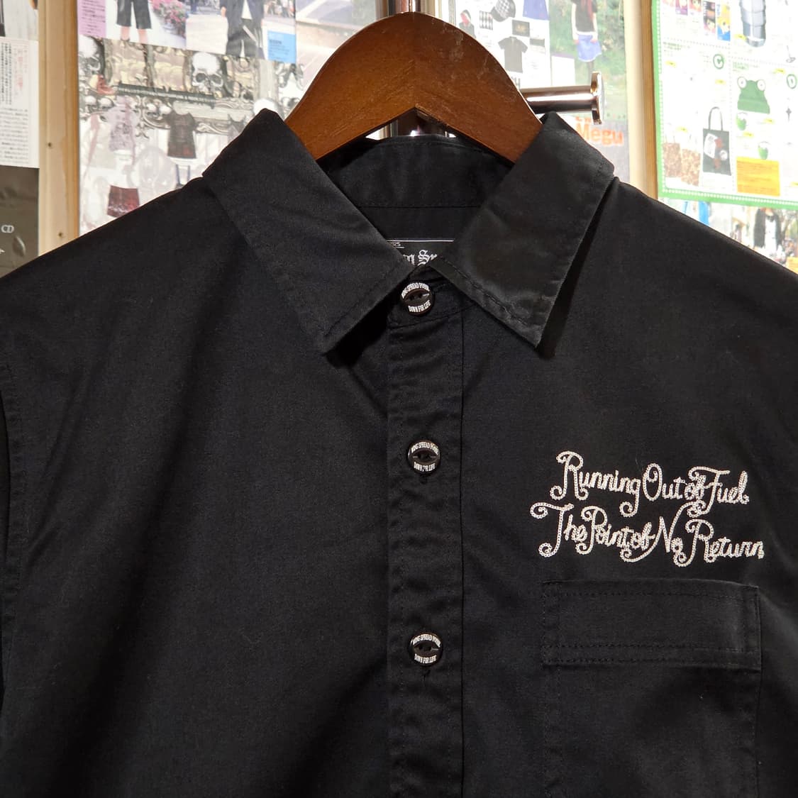 JPN 레터링 자수 블랙 셔츠 상품이미지5