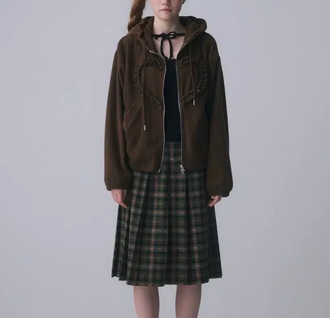 [펌프롬펀] 하트 프릴 후드집업 (브라운)  상품이미지3