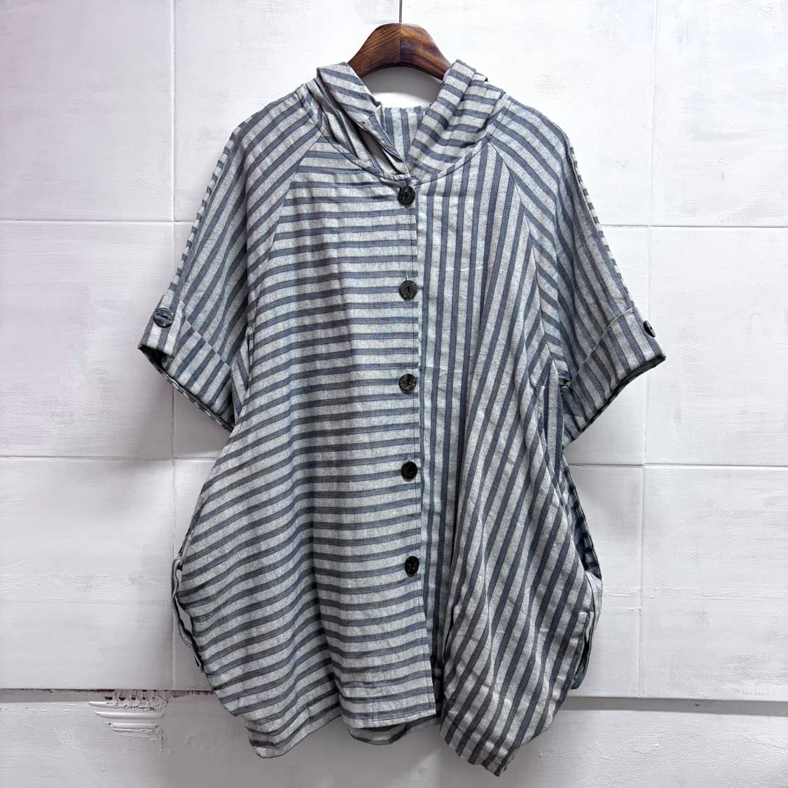 스트라이프 벌룬 하구미 모리걸 반팔 자켓 JPN 상품이미지1