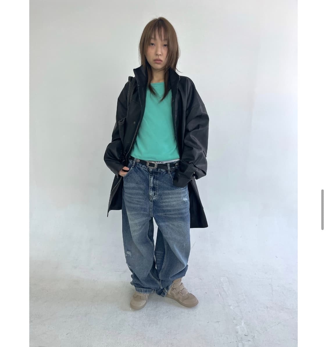 베르크서울 오버핏 레더 자켓 브라운 상품이미지4