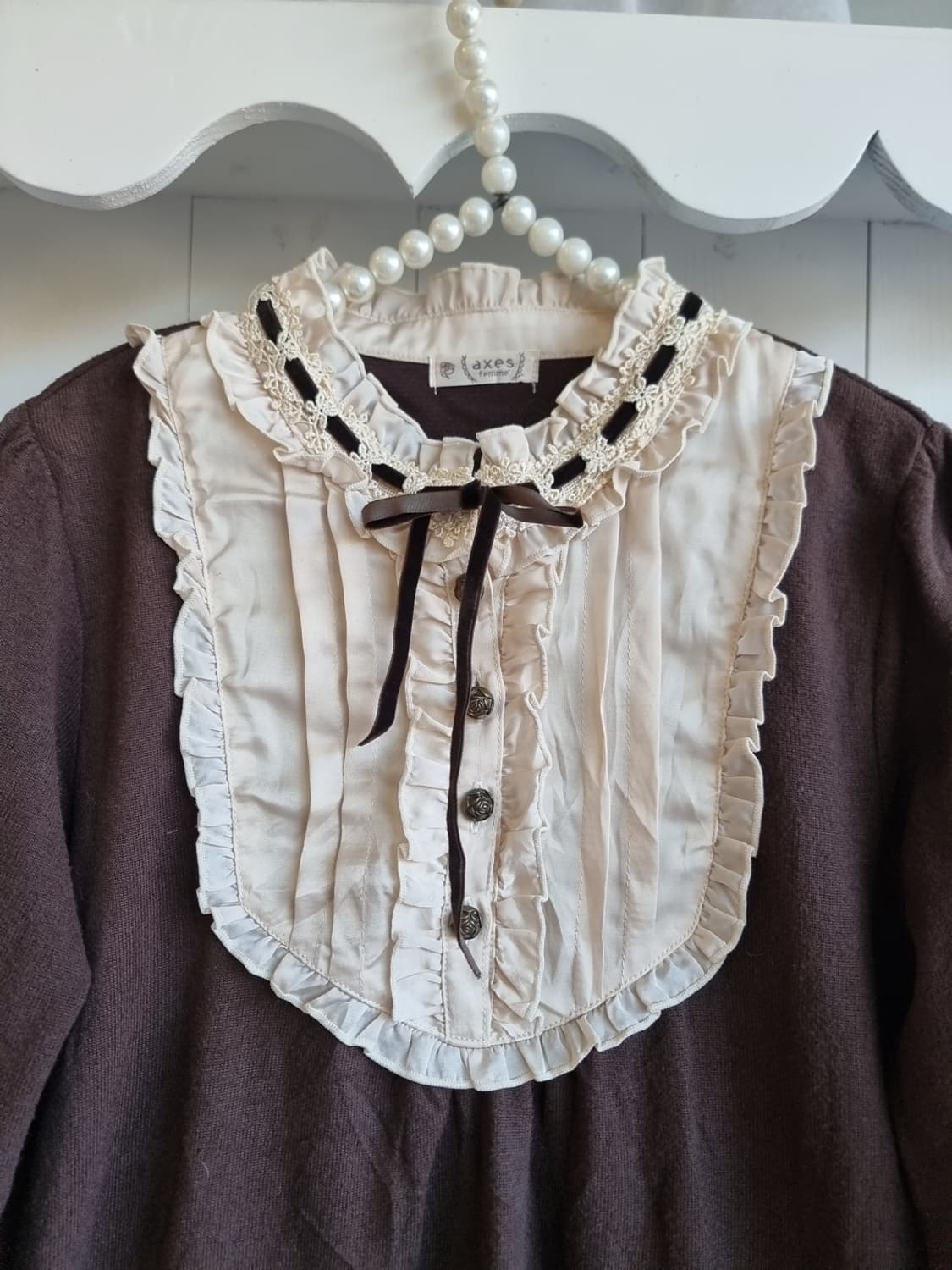 axes femme(악시즈팜므) 초코 크림 프릴 레이스 원피스 상품이미지2