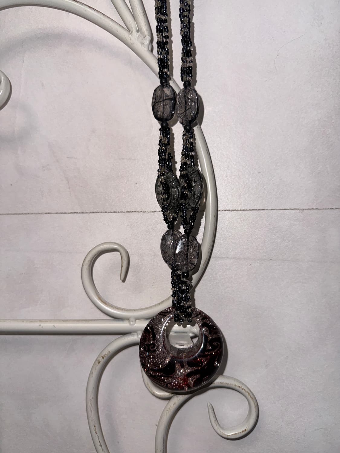 Red oriental marble beads necklace  상품이미지5