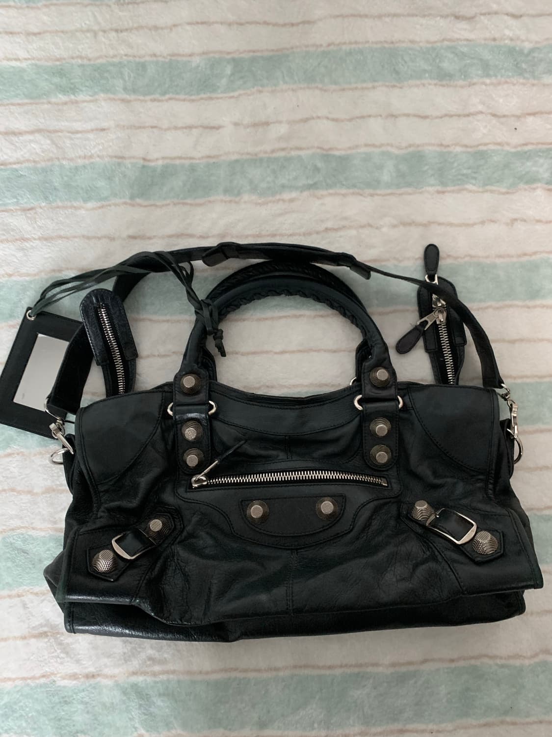 발렌시아가 라지 모터백 블랙 시티백 자이언트 은장 상품이미지3