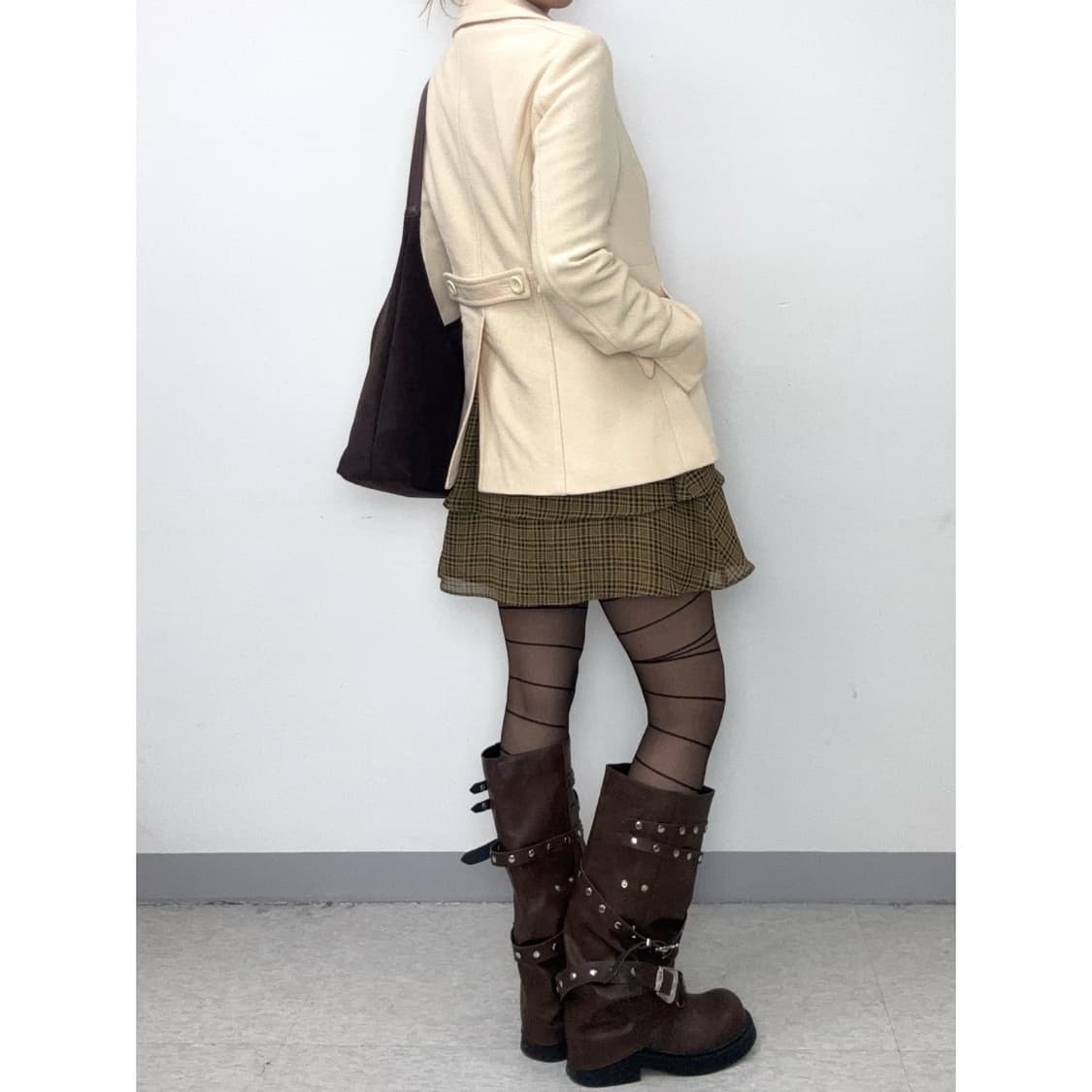 빈티지 아이보리 더블 코트 자켓 상품이미지4