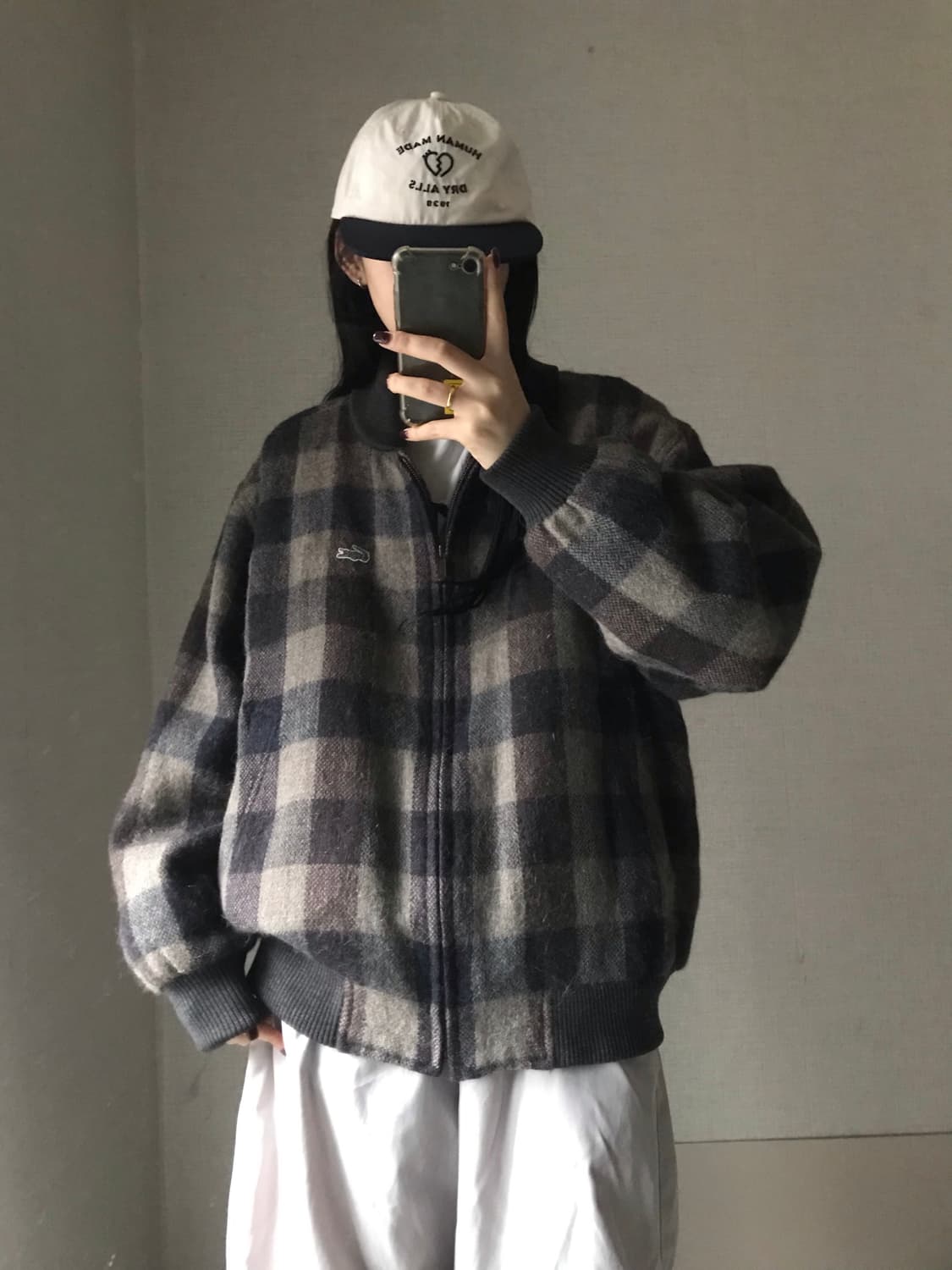 라코스테 브라운 체크 울 블루종 상품이미지3
